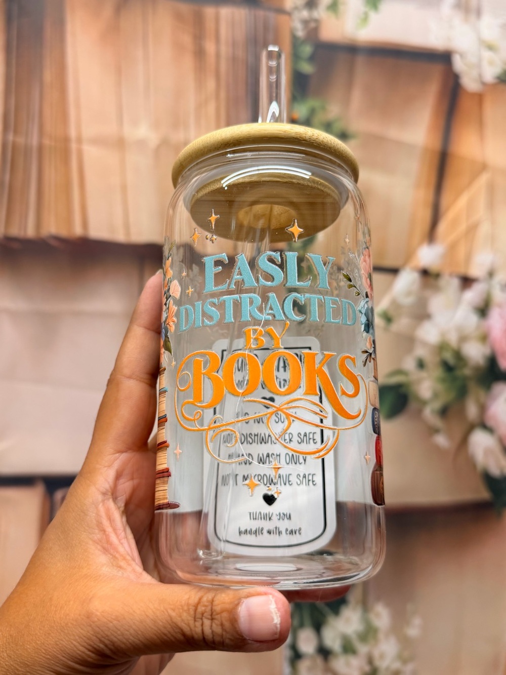 Easily Distracted By Books Glass Tumbler